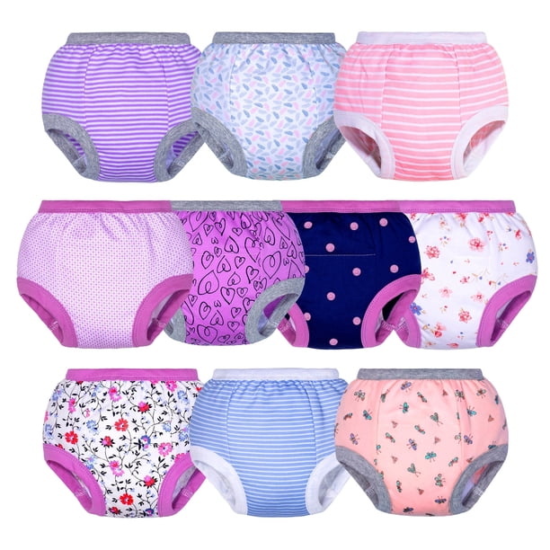 BIG ELEPHANT Pantalones de Entrenamiento para Niñas Pequeñas, Ropa Interior de Entrenamiento Suave de Algodón para Niñas Pequeñas, 7-8 Años