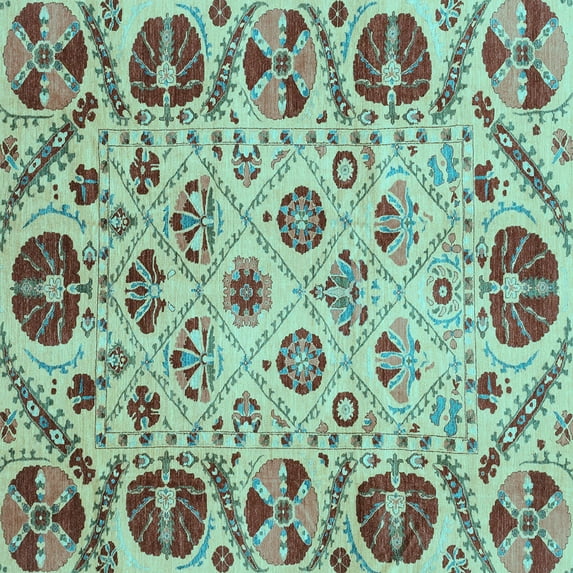 Ahgly Company Indoor Square Abstract Light Blue Modern Area Rugs, 7' Square