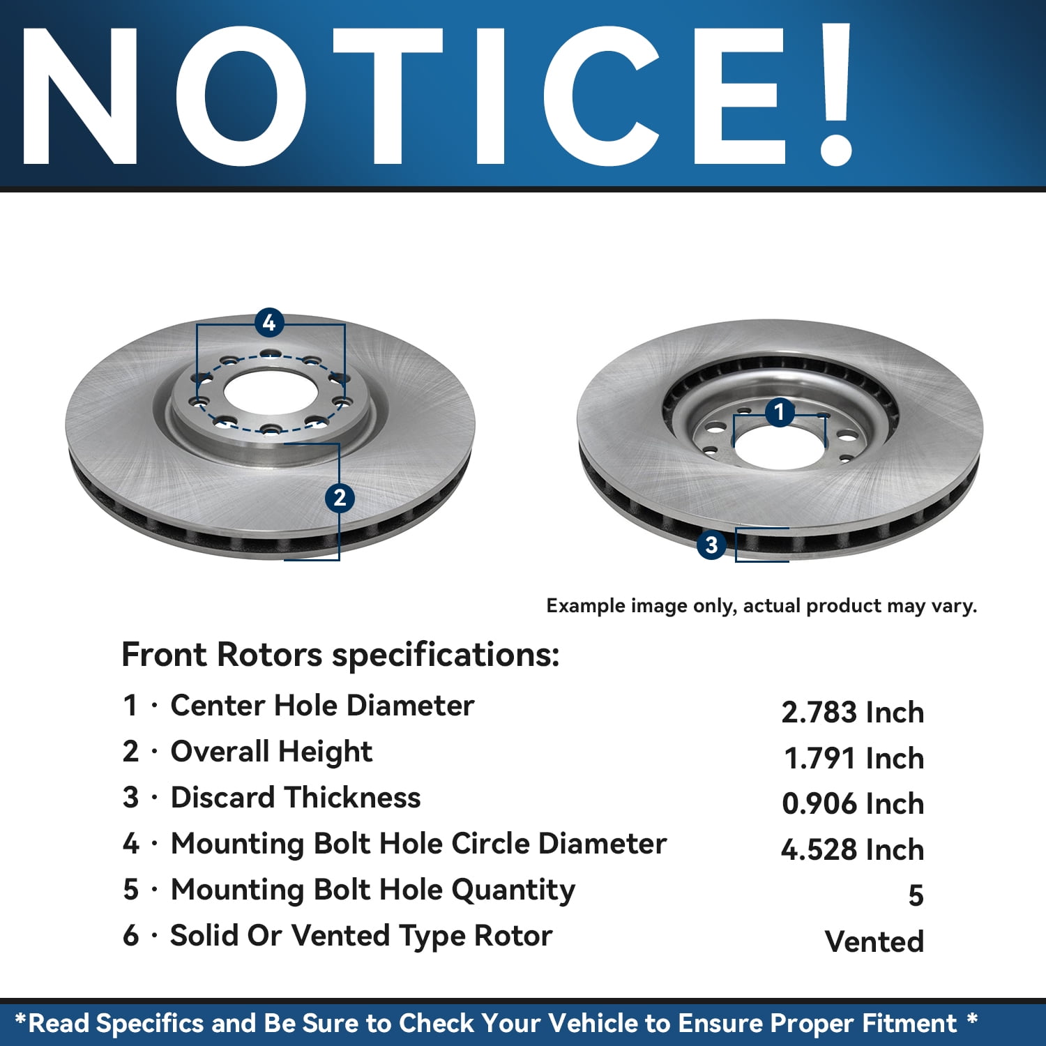 Detroit Axle - Brake Rotors for Chevy Malibu Equinox Buick LaCrosse Regal TourX Sportback GMC Terrain, Disc Brake Rotors Set Replacement: 11.81" inch Front and 11.34" inch Rear Rotor
