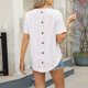 thumbnail image 5 of Camisetas de Manga Larga de las Mujeres de Color Sólido Botón Trasero Manga Corta Superior, Suelto Ajuste Casual Camiseta Diaria, 5 of 8
