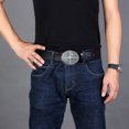 thumbnail image 4 of 2 Pedazos Cinturón de Cuero PU Estilo Vaquero Occidental a de Cintura Ajsutable Patrón de Tótem Indio para Mujer Hombre Soledad Cinturón de tótem celta, 4 of 10