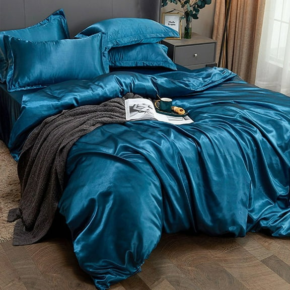 Imitated Silk Bedding Sets Bedspread on The Bed Linen 4-piece set Sheet Quilt Cover Pillows Case Silky Duvet Cover