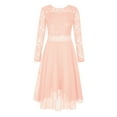 thumbnail image 3 of iEFiEL Flower Girls Lace Chiffon Dress Long Sleeve High-Low Hem Wedding Birthday Party Dress Pageant Ball Gown Pink 10, 3 of 7