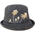thumbnail image 4 of CoCopeaunts Thickened Wool Women Bucket Hat Winter Fashionable Flower Embroidery Fisherman Hat Cold Proof Roll up Brim Basin Hat, 4 of 8