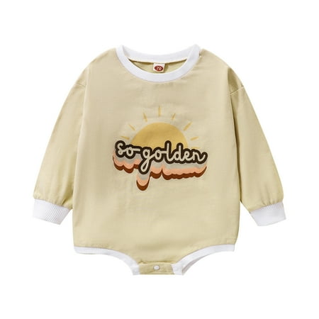 

Zrbywb Baby Boy Girl Clothes Boys Girls Long Sleeve Winter Romper Tops Cartoon Sun Letter Prints