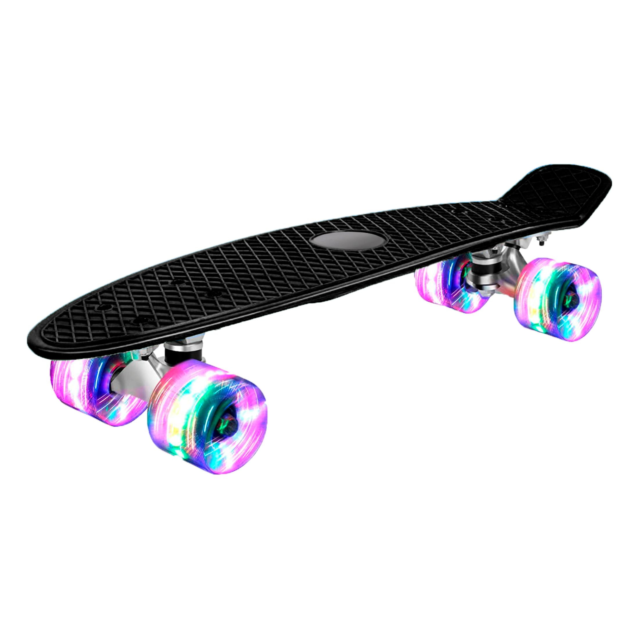 Rofft Mini Cruiser Penny Skateboard with 2" LED Wheels Black