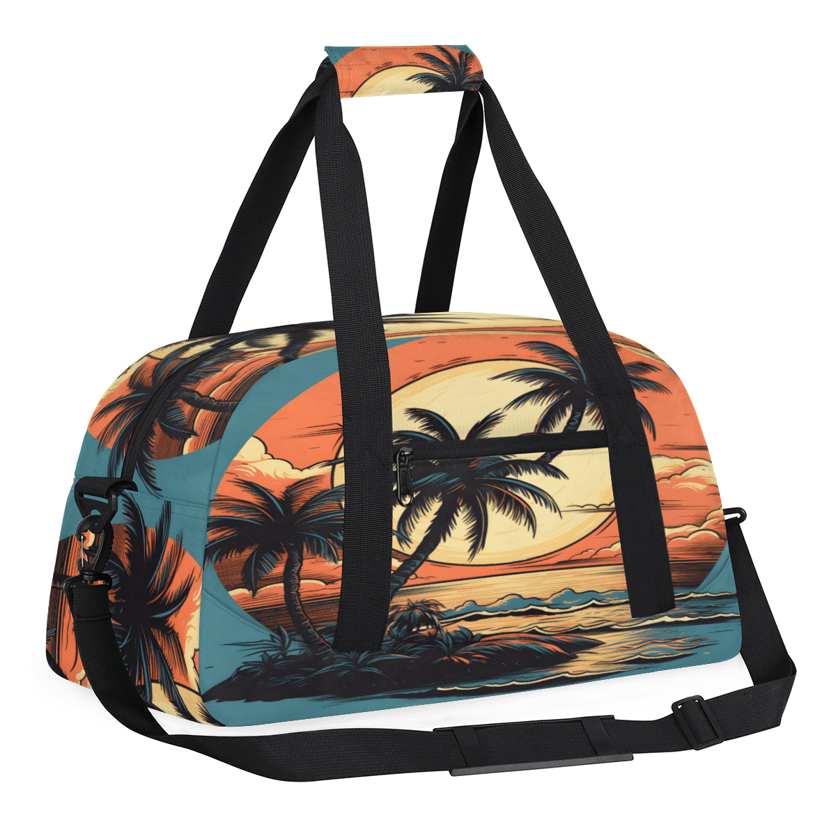 Herdesigns Ocean Sports Duffle Bag for Women & Men, Palm Trees Beach Summer Gym Bag Dance Bag Overnight Bag Carry On Weekender Travel Bag