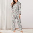 thumbnail image 2 of KLL Fairy Floral Print Women's Long Sleeve Pajamas with Pants Sleepwear Loungewear 2 Set-XX-Large, 2 of 7