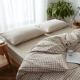 thumbnail image 3 of 3 Pieces Boho Brown Khaki Plaid Bedding Set Grid Duvet Cover with Zipper Ties 100% Washed Microfiber Bedding Set Luxury Soft Breathable Durable,King Size, 3 of 6