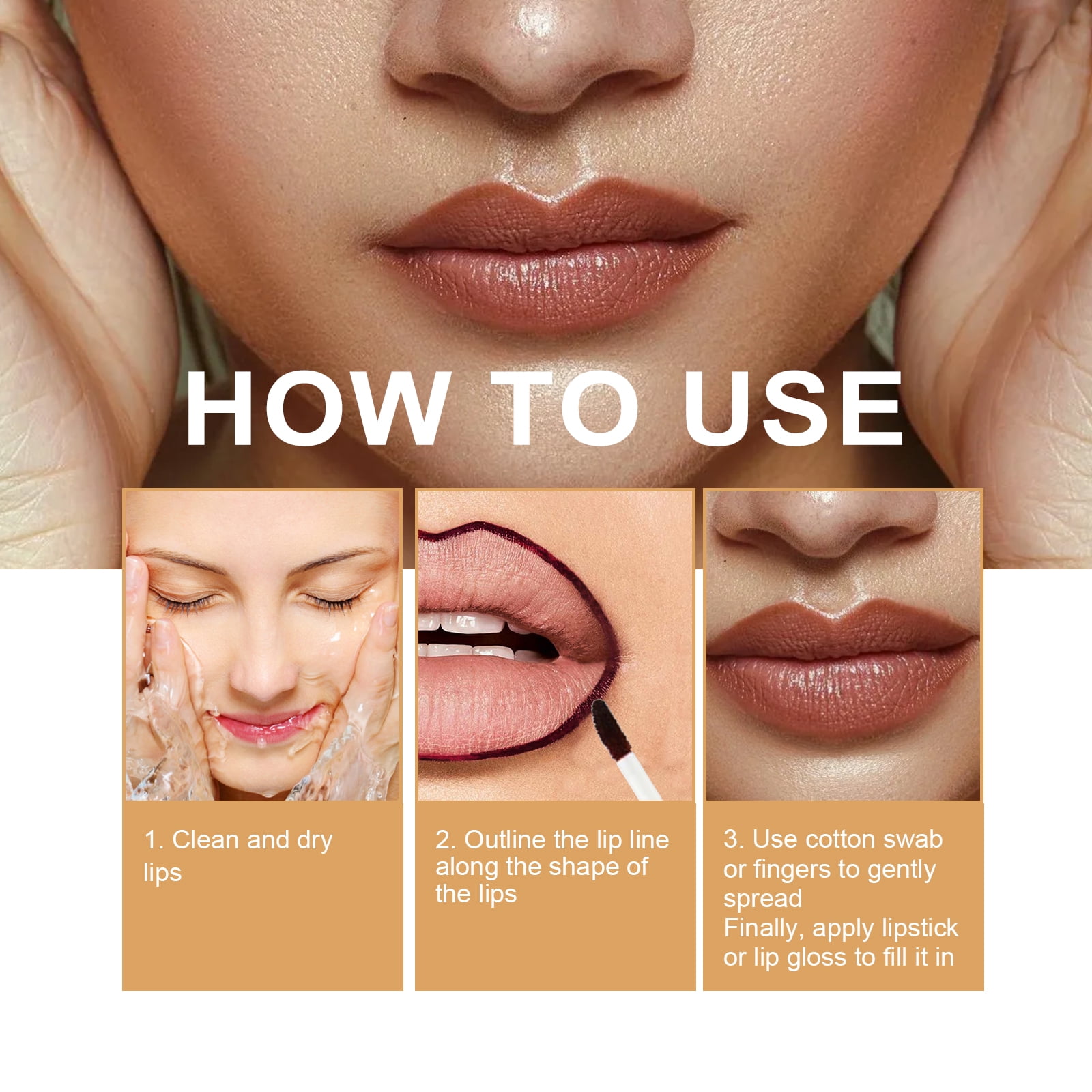 Alvantor Lip Liner, Long Lasting Waterproof Peel Off Lip Stain, Highly Pigmented Color and Transfer Proof Matte Finish, Light Brown 0.17fl.oz