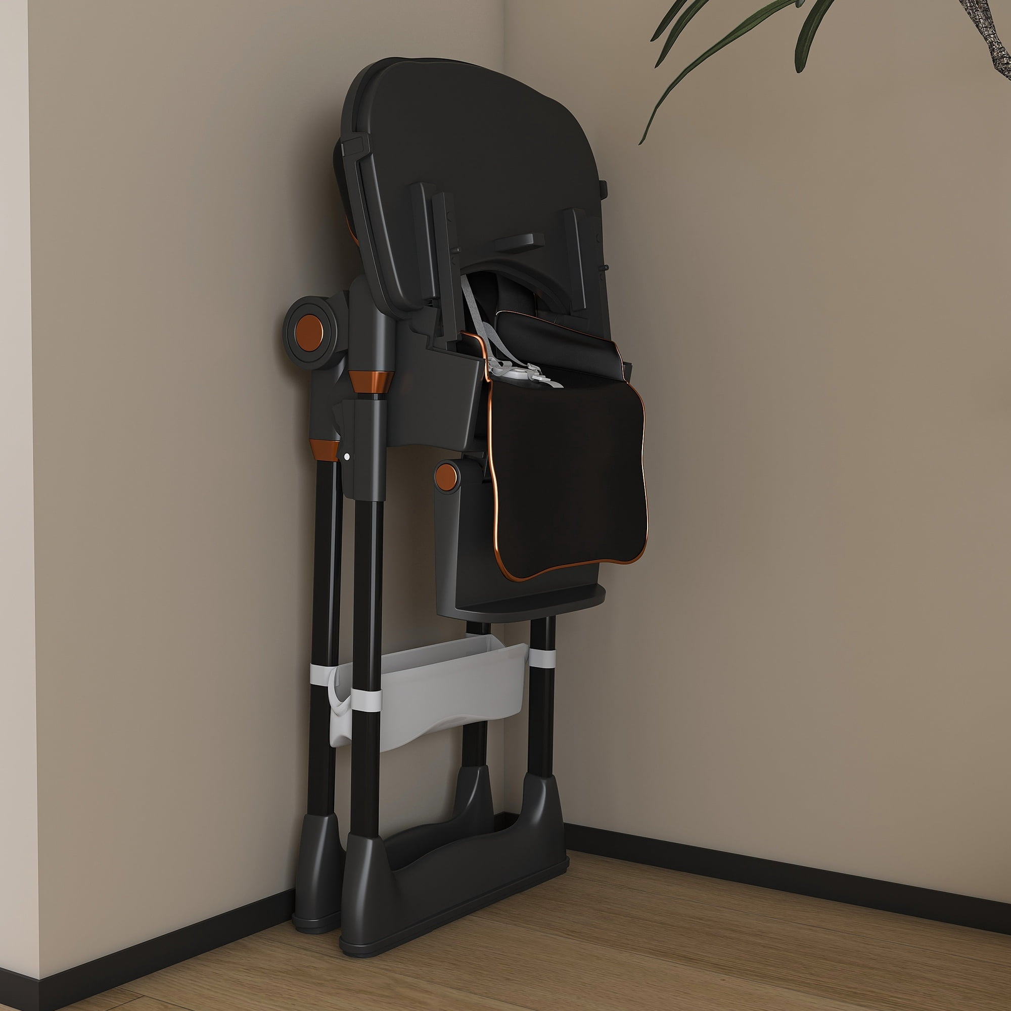 Alvantor Baby High Chair for Infant Portable Toddler Feeding Seat with Belt for Home, Dining Black