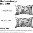 thumbnail image 5 of Chinoiserie Pillow Covers 12x20 Inch Set of 2 Black White Gray Floral Birds Decorative Throw Pillows Rustic Vintage Flowers Pillow Cases Cotton Rectangle Cushion Cover Decor for Couch Bed Sofa, 5 of 6