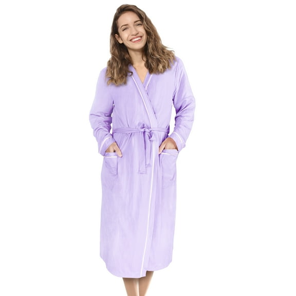 Catalonia Lightweight Ladies Bathrobe, Long Summer Robe with Pockets,Soft Summer Robes for Women, Kimono Gift for Her, Lilac