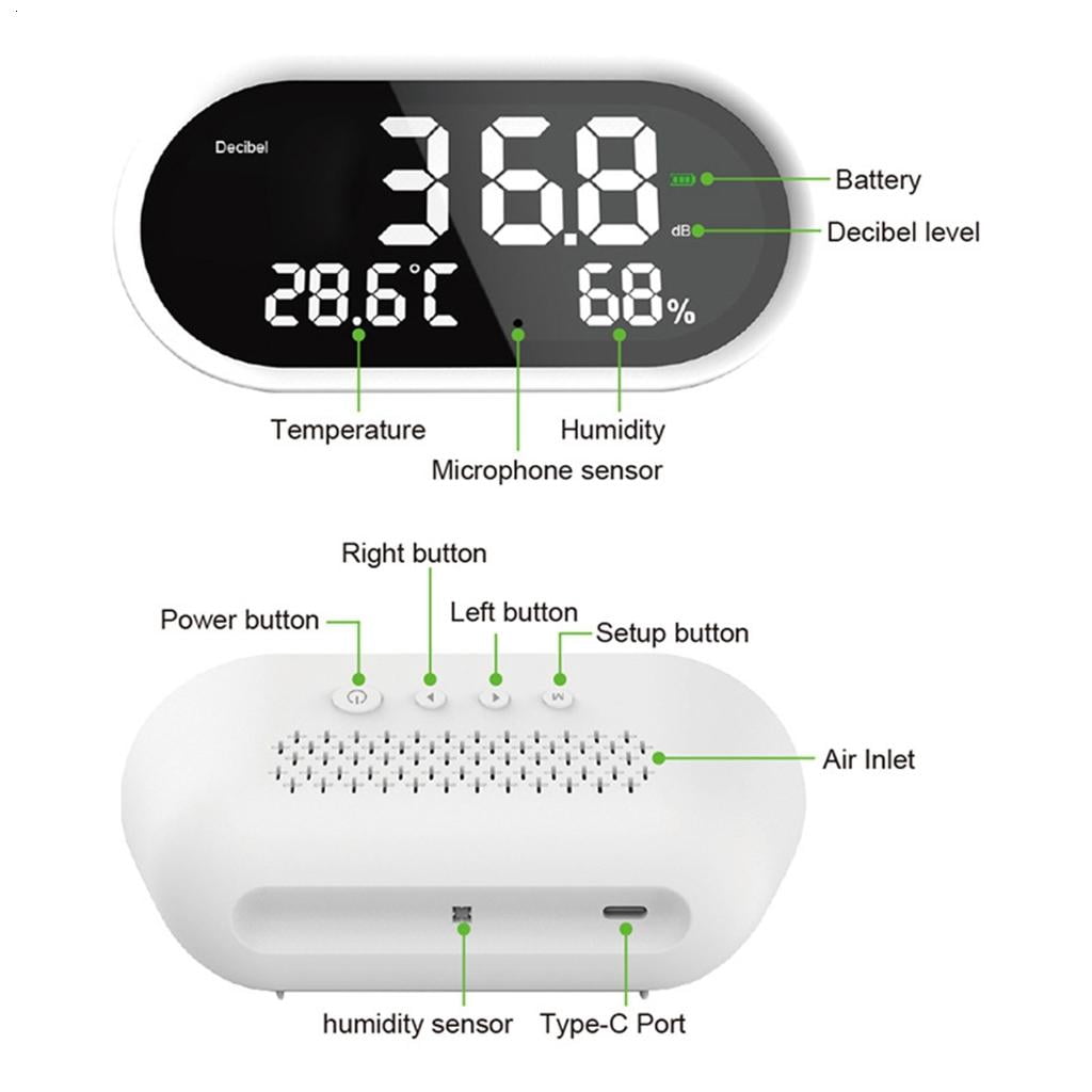 CEORPER Professional Air Quality Analyzers LCD Display For Temperature Humidity And Noise Monitoring Rechargeable Battery