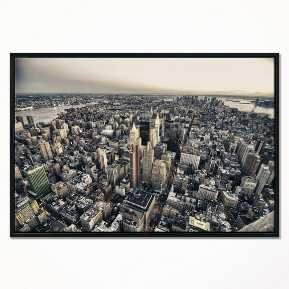 Design Art Architecture And Colors of New York Framed Canvas Art Print