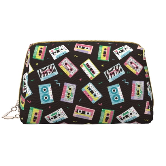 Xecao Colorful Retro Tape Print Fashion Makeup PVC Bag Large Capacity Travel Cosmetic Bag for Women Organizer Toiletry Clutch