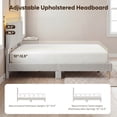 thumbnail image 3 of Bestier Corduroy Upholstered King Bed Frame with Adjustable Headboard, Platform Bed Frame with LED Light, Solid Wood Slats, No Box Spring Needed, Gray, 3 of 9