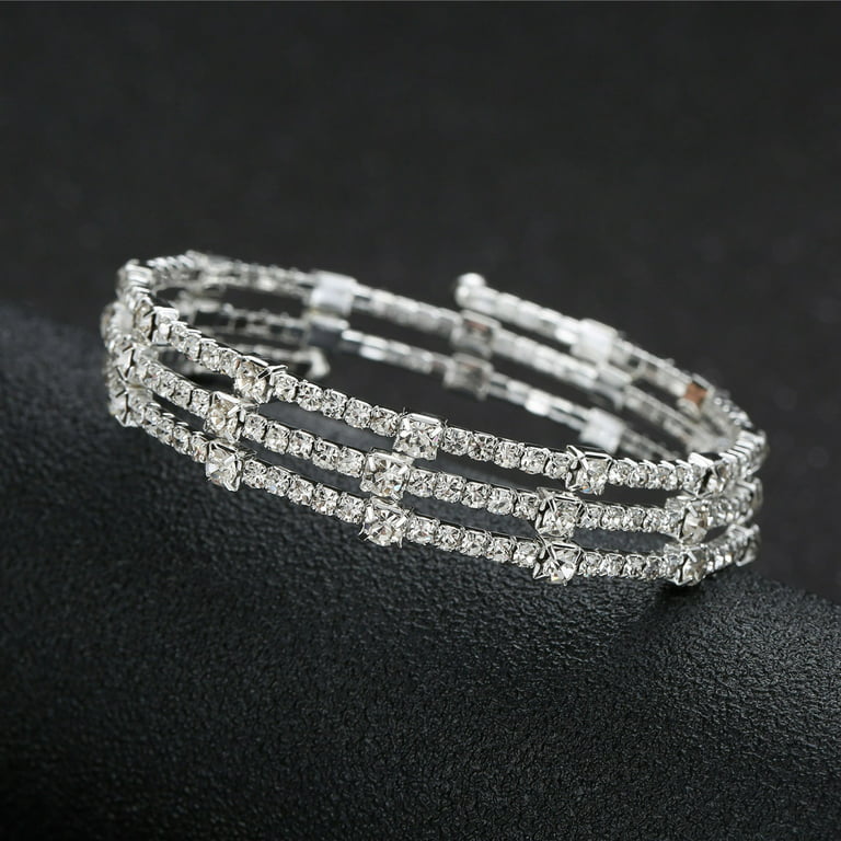 Silver Layered Diamond Cut Bangle Bracelets 6mm (1 Dozen)