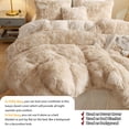 thumbnail image 3 of Faux Fur Duvet Cover Set, Soft Tie Dye Plush Fuzzy Duvet Cover(1 Print Shaggy Comforter Cover+2 Furry Pillowcases)Bedding Set, Zipper Closure(King, Beige), 3 of 6