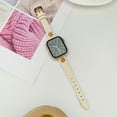 thumbnail image 6 of Weaven Texture PU Leather Watch Strap for Apple Watch Band 42mm 44mm 45mm 49mm Women and Girls, Watch Replacement Bands with Plating Flower Design for iWatch Series 9/8/7/6/5/4/SE/3/2/1/Ultra, White, 6 of 11
