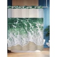 thumbnail image 4 of Sage Green No Hook Shower Curtain and Liner Set Ocean Wave Coastal Beach Seaside Scenery Abstract Shower Curtains with Snap-in Liner & See Through Top Window Hotel Style for Bathroom Decor 72x72 Inch, 4 of 8