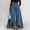 Blue, variant on Women's Wide Leg Pants High Waist Stretch Baggy Flared Pleated Vintage Casual Loose Fake Jean With Pockets
