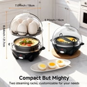Egg Cooker - Rapid 2-Layer 14 Eggs Boiler with Auto Shut-off, Poacher & Omelette Maker, Easy Clean Stainless Steel Heating Plate for Soft, Medium, Hard Boiled Eggs - Green
