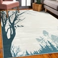 thumbnail image 3 of Forest Decorative Rug, Nature Theme the Panorama of a Forest Pattern Birds on Tree Branches Print, Quality Carpet for Bedroom Dorm and Living Room, 6 Sizes, Petrol Blue, by Ambesonne, 3 of 4