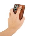 thumbnail image 6 of for Samsung Galaxy S22 Wallet Case with Card Slots, Hand Wrist Strap Rotate Ring Design, Finger Grip Ring PU Leather Magnetic Button Shockproof Purse Phone Cover for Galaxy S22, Brown, 6 of 7