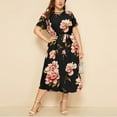 thumbnail image 6 of New Trendy!Homenesgenics Maxi Dress Clearance Plus Size Women Casual Short Sleeve Cold Shoulder Boho Flower Print Long Dress, 6 of 9