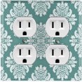 thumbnail image 1 of Metal Light Switch Plate Outlet Cover (Victorian Damask Flower Olive Pattern - Double Duplex), 1 of 2
