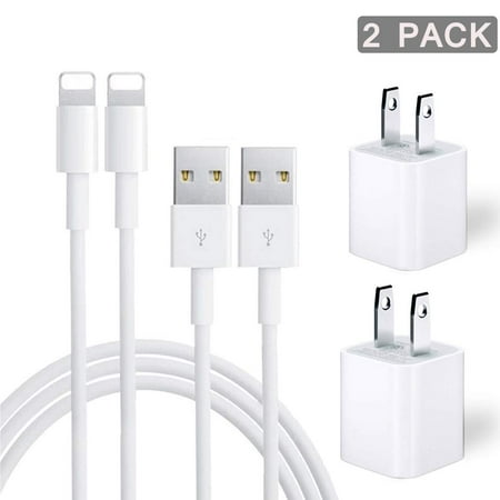 Exgreem iPhone Charger 2-Pack Charging Cable and USB Wall Charger Power Adapter Plug Block Compatible iPhone X/8/8 Plus/7/7 Plus/6/6S/6 Plus/5S/SE/Mini/Air/Pro Cases, White