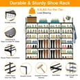 thumbnail image 5 of Moclever 8 Tiers 4 Rows Shoe Rack Organizer, Free Standing Metal Shoe Storage Shelf 56 Pairs of Shoe Tower Unit with 2 Hooks for Entryway Closet Bedroom, Black, 5 of 11