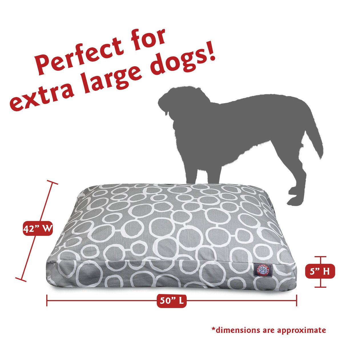 Majestic Pet | Fusion Rectangle Pet Bed For Dogs, Removable Cover, Gray, Extra Large