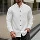 thumbnail image 1 of pstuiky camisas de manga larga para hombre, Cárdigan con capucha y botones de manga larga con cuello alto y bolsillos informales de color liso para hombre salir tops l, 1 of 7