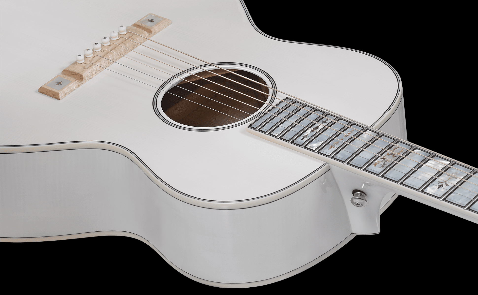 iMus i00-Size Handcrafted Acoustic Guitar - Adirondack Spruce Top with Flamed Maple Back and Sides - 90-Day Build, Ebony Fretboard Abalone Inlay - Stage and Studio Pro - Gloss White