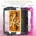 thumbnail image 3 of ELEHOLD for iPad mini 5/mini 4 7.9 inch 2019/2015 Ragged Case, Soft Silicone Hard PC Shoulder Strap Built-Kickstand Anti-Drop Shockproof Heavy Duty Protective Cover Case,Rose, 3 of 9