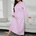 thumbnail image 2 of Riecok Plus Size Nightgowns Cute Printed Crewneck Long Sleeve Loungewear Soft Cozy Long Length Sleepwear, 2 of 6