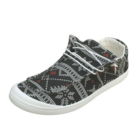 

Dyfzdhu Ladies Fashion Exquisite Christmas Print Lace Up Round Head Comfort Flat Casual Shoes