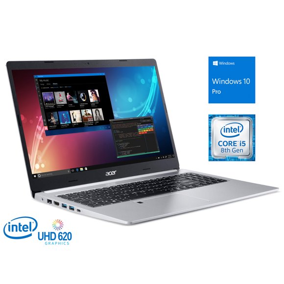 Refurbished Acer Aspire 5 Notebook, 15.6" FHD Display, Intel Core i5-8265U Upto 3.9GHz, 12GB RAM, 512GB SSD, HDMI, Wi-Fi, Bluetooth, Windows 10 Pro