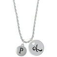 thumbnail image 1 of Delight Jewelry Silvertone Capital Letter - P - Pebble Disc - Silvertone Script Initial Disc - K - Charm Necklace, 20"+3", 1 of 4