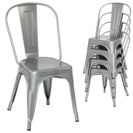 Best Choice Products Set of 4 Stacking Modern Industrial Metal Dining Chairs (Best Choirs In America)
