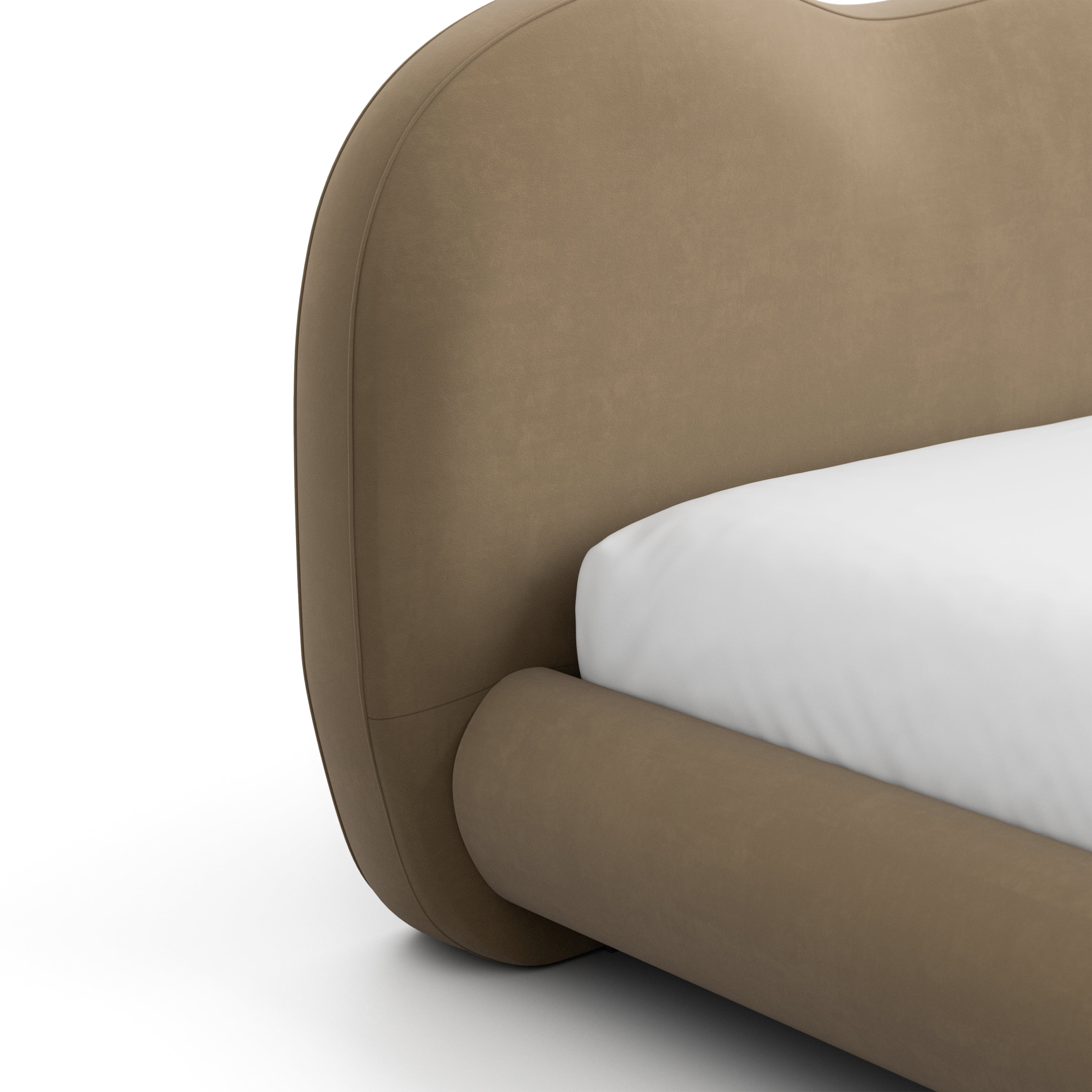 Furniture of America Morano Modern Velvet King Camel Headboard Platform Bed, Brown