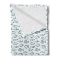 thumbnail image 2 of Sea Life Soft Flannel Fleece Throw Blanket, Outline Design of Hand Drawn Fish Shapes and Aquatic Creatures, Cozy Plush for Indoor and Outdoor Use, 60" x 80", Dark Sky Blue White, by Ambesonne, 2 of 5