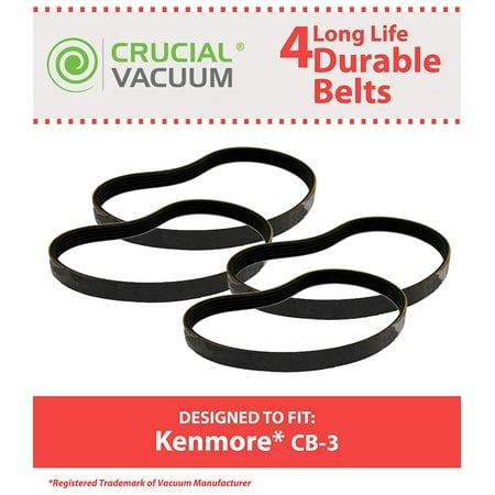 4 CB-3 Smooth Belts for Kenmore PowerMate Canister Vacuums; Compare to Kenmore Part Nos. 20-5218 By Crucial