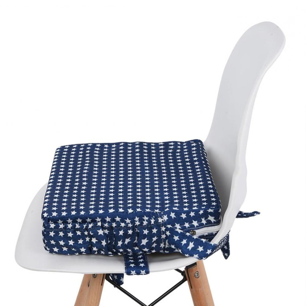 Vaorwne Children Increased Chair Pad Soft Adjustable Removable Baby Children Dining Cushion Chair Booster Cushion Pram Chair Pad Blue