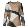 thumbnail image 6 of Horkkom Color Block Tops for Women Crew Neck Pullover Long Sleeve Shirts Casual Comfy Fall Tops, Gifts for Women L, 6 of 7