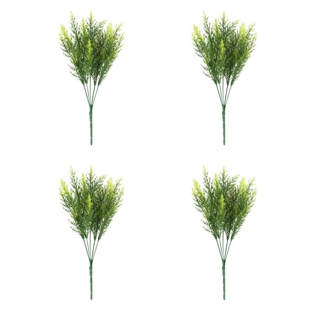 Matsuzay 4 piezas ramas agujas decoración Artificial nieve falsos pino con Greenerys racimos de pino hojas de pino ramitas de Kits de decoración para fiestas D