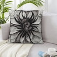 thumbnail image 4 of ZICANCN Flower Drawn Black Ink Creative Throw Pillow Covers, Bed Couch Sofa Knit Decorative Pillow Covers for Living Room Farmhouse, 22"x22", 4 of 8