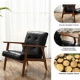 thumbnail image 5 of Costway Mid Century Accent Chair Tufted Reading Armchair Solid Rubber Wood Black, 5 of 9